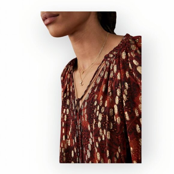 Anthropologie Jane Peasant Blouse XSP oversized whimsical size XSP EUC - Picture 2 of 14